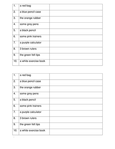 Adjective Agreements - Objects & Colours