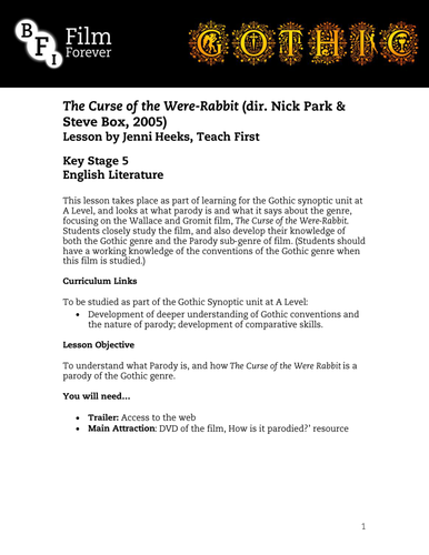 The Curse of the Were-Rabbit - KS5 English