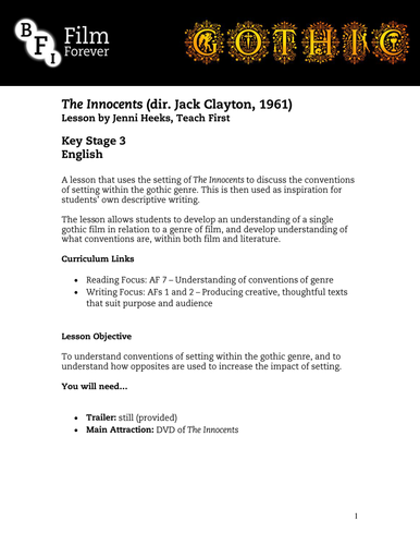 The Innocents - KS3 English Lesson 1