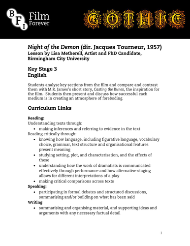Night of the Demon - KS3 English