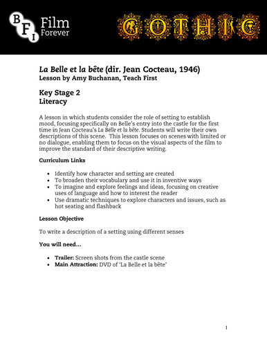 La Belle et la Bête - KS3 English Lesson 2