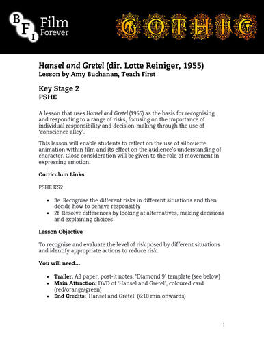 Hansel & Gretel - KS3 PSHE