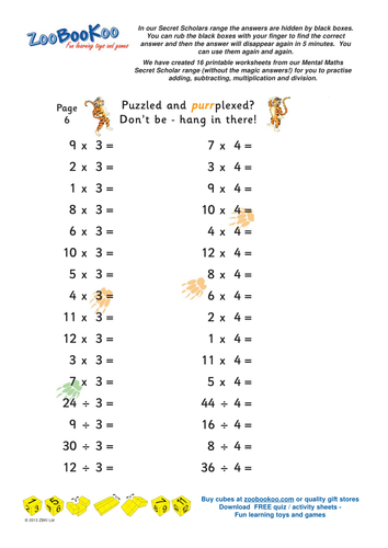 3 4 Times Tables