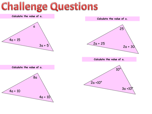 Angles in a Triangle Worksheet, KS3/KS4 Maths
