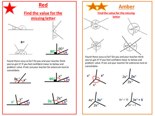 Calculate missing angles - KS3/ GCSE