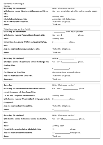 German -ordering snacks at the takeaway