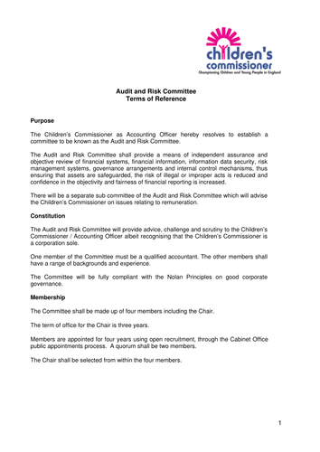 Audit & Risk Committee - Terms of Reference
