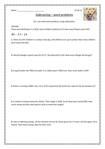 Subtraction word problems