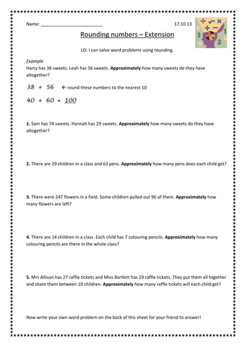 Rounding Word Problems Teaching Resources