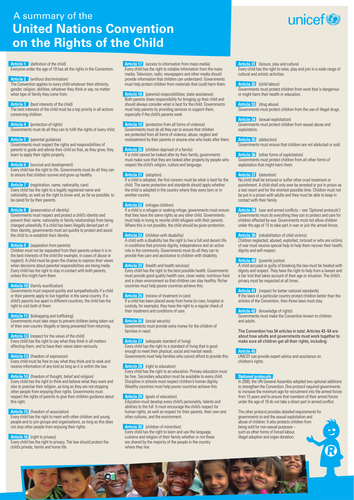 UN Right of the Child - Convention Summary