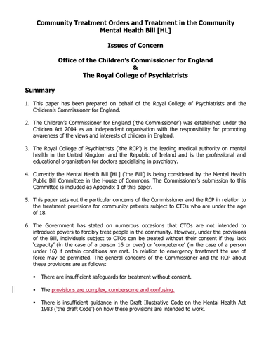 Community Treatment Orders