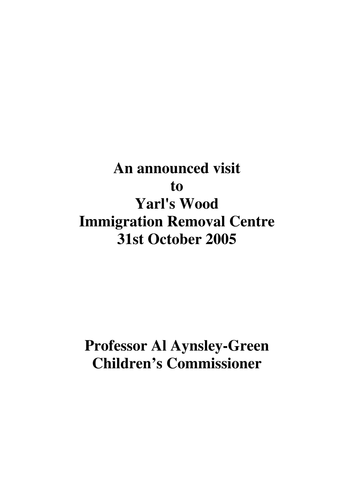 Yarl's Wood Report