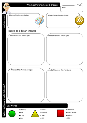Choosing Software for Image Editing Worksheet