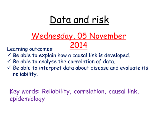 Lesson looking at data and risk