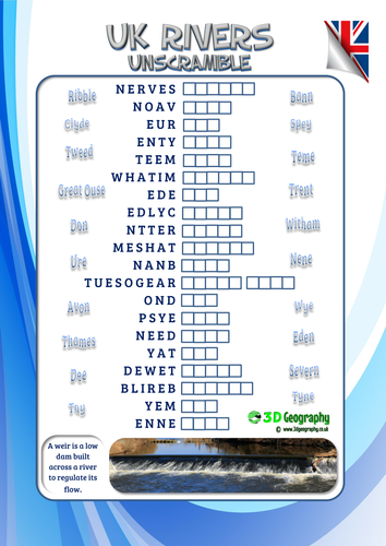 UK rivers unscramble