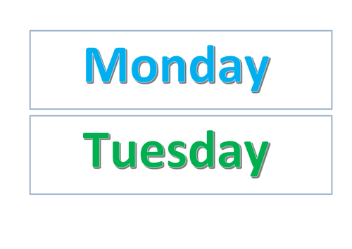 Days of the Week & Months of the year