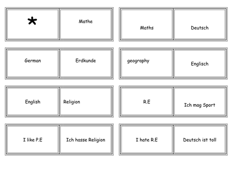 school subjects domino game