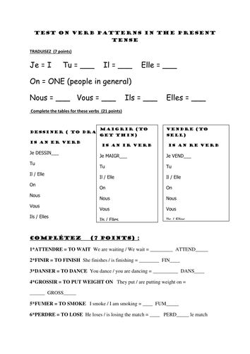 REGULAR VERBS present tense | Teaching Resources