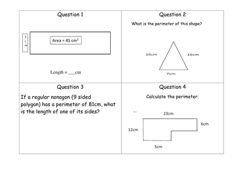 Perimeter and Area tests by - UK Teaching Resources - TES