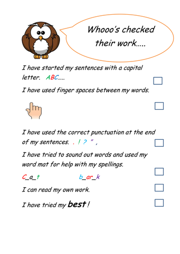 pupil self assessment - checklist