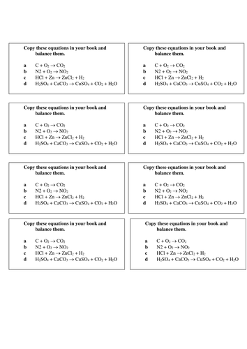 Balancing Equations | Teaching Resources