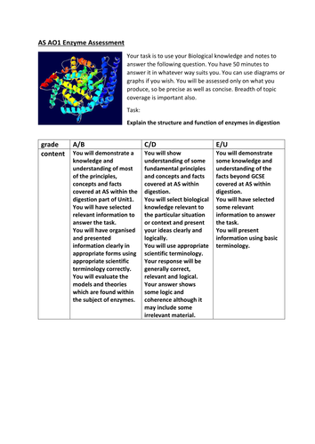 AQA enzyme assessment