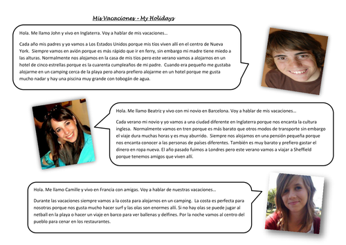 Spanish KS4: Holiday Accommodation and Transport