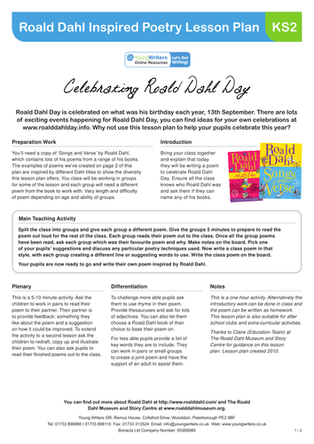 Roald Dahl-Inspired Poetry Lesson Plan for KS2