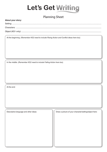Story Writing Lesson Plan, Planning Sheet for KS1