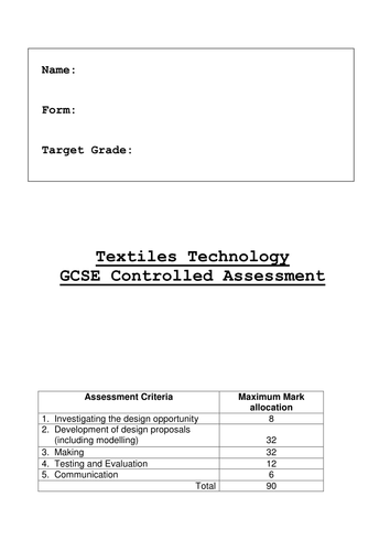 Easy-to-use AQA Coursework Assessment Booklet