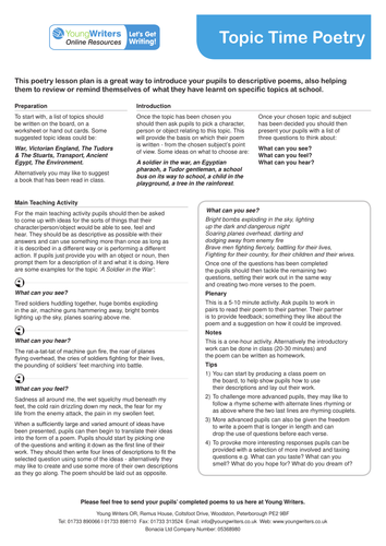 Topic Time Poetry Lesson Plan