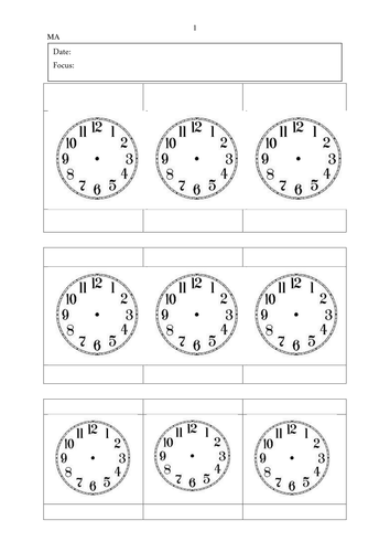 year 3 time sheets for analogue and digital teaching resources