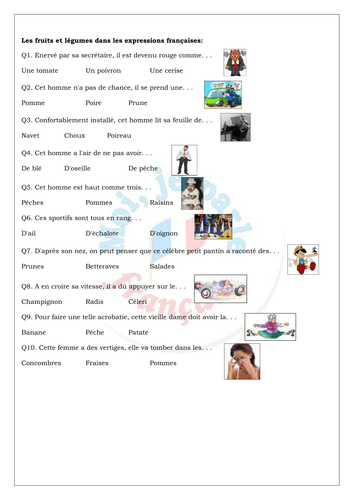 Expressions with Fruits and Vegetables in French