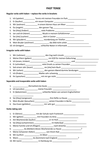 perfect tense in german teaching resources