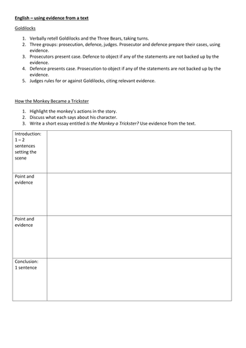 Using evidence from a text | Teaching Resources