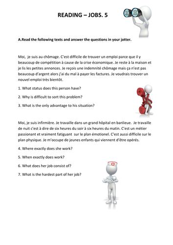 Reading comprehension: chomage et travail