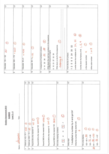 Number Assessments Level 2-8