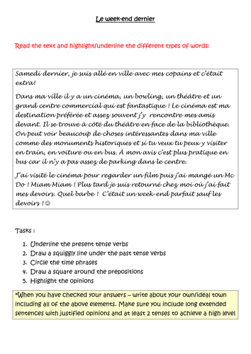 Qu'est ce que tu as fait le weekend dernier in english picture