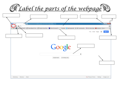 Label the parts of the web browser by PretyRC - Teaching Resources - Tes