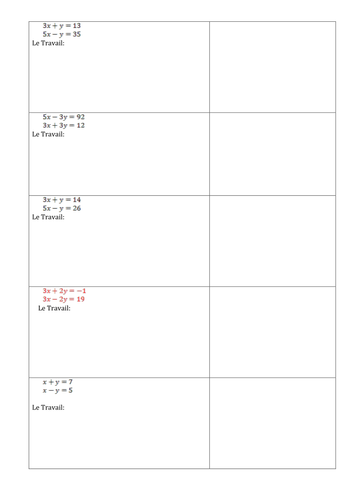 School Subjects in French through Math problems