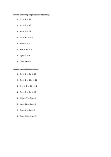 Level 5-6 Solving Equations