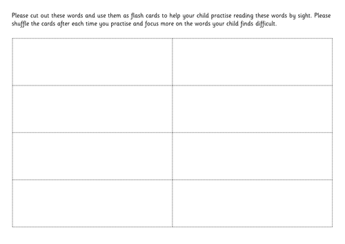 HFW - Flashcards Homework - Parent Partnership