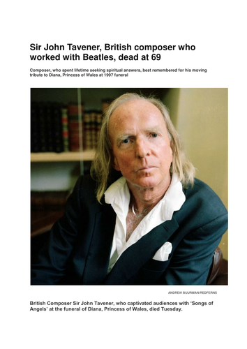 Sir John Tavener - Spiritual Composer/Inter-Faith