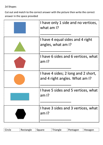 KS1 2d Shapes Worksheet | Teaching Resources