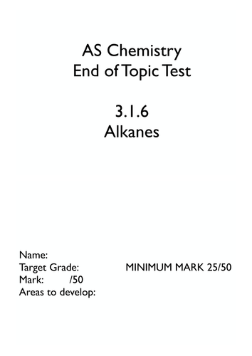 AQA Chemistry 3.1.6 Alkanes EOT test