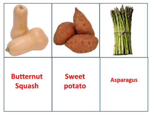 vegetable flash cards