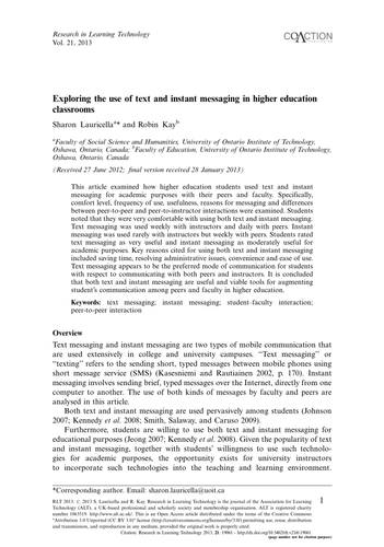 Exploring the use of text and instant messaging