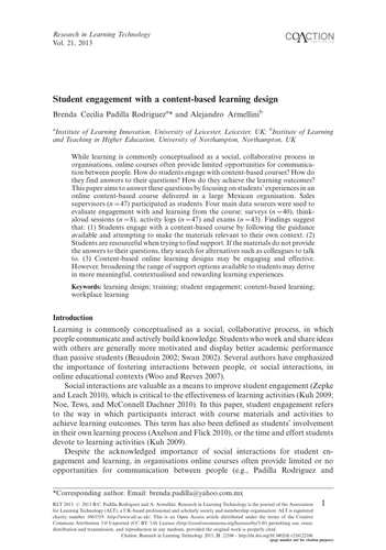 Student engagement with content-based learning