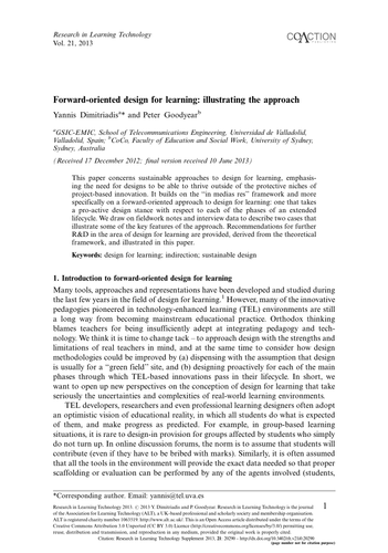 Forward-oriented design for learning