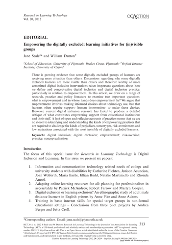 EDITORIAL: Empowering the digitally excluded